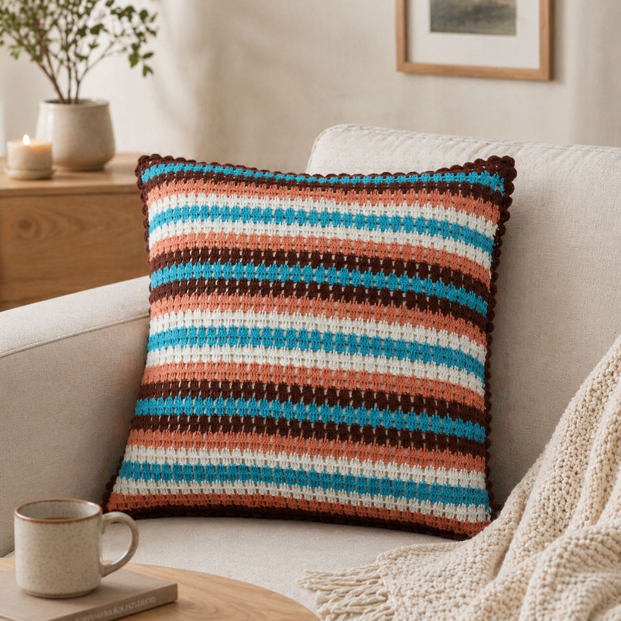 Bohemian Crochet Pillow Protector Rustic Crochet Decorative Pillow Case